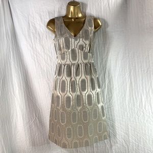 Antonio Melani Beige Gold V Neck Sleeveless Dress Sz 2